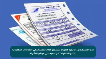 بدء الاستعلام.. فاتورة كهرباء سبتمبر 2025 لمستخدمي العدادات التقليدية باتباع الخطوات الرسمية على موقع الشركة